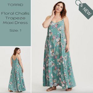 Torrid - Floral Challis Trapeze Maxi Dress - Size 1 (Plus)
